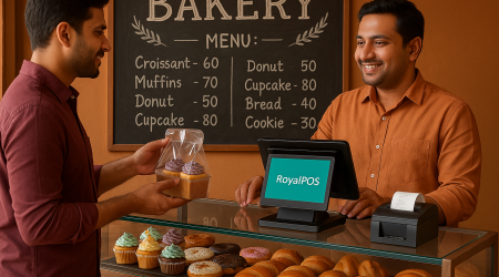 Custom birthday cake pre-order managed on RoyalPOS with delivery and payment details.Centralized bakery warehouse managing inventory and stock transfers across outlets using RoyalPOS.