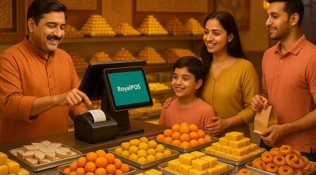 RoyalPOS inventory management system for sweets shop during Indian festivals like Diwali and Ganesh Chaturthi.